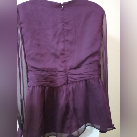 Plum blouse with chiffon split sleeves - Picture 2 of 10